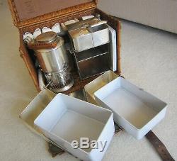 DREW & SONS EN ROUTE WICKER & SILVERPLATE TEA / PICNIC SET Automobilia c1910