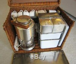 DREW & SONS EN ROUTE WICKER & SILVERPLATE TEA / PICNIC SET Automobilia c1910