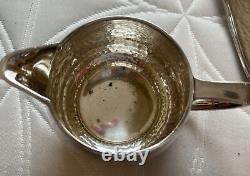 Derby S. P. Co. Wm. Mounts Silverplate 4 Piece Hand Beaten Art Deco Tea Set #1608