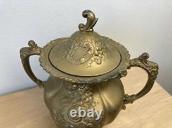 Derby Silver Co. International Quadruple Plate Tea Pot Sugar Set Gold Rare VTG