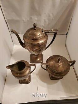 Derby Silver Co. International tea pot creamer sugar Vintage 3 Pieces