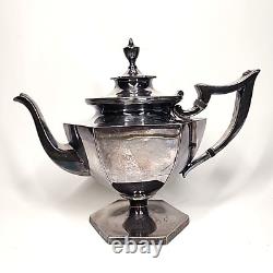 Derby Silver Plate Co. Tea Pot #1642 Hollowware Geometric Hexagon Art Deco