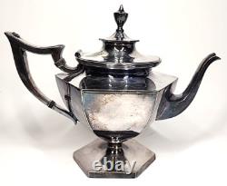 Derby Silver Plate Co. Tea Pot #1642 Hollowware Geometric Hexagon Art Deco
