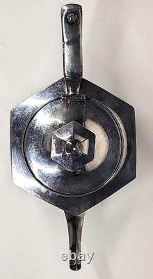 Derby Silver Plate Co. Tea Pot #1642 Hollowware Geometric Hexagon Art Deco