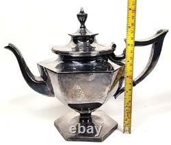 Derby Silver Plate Co. Tea Pot #1642 Hollowware Geometric Hexagon Art Deco