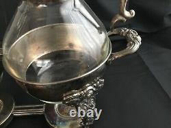 Duel Silver Plate & Glass Coffee/Tea Carafe Pitcher With Warmer Stand