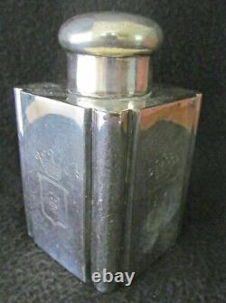 E87H VERY OLD SIGNED SILVER PLATE OVER COPPER TEA CADDY With 4 ANIMAL HEAD CRESTS