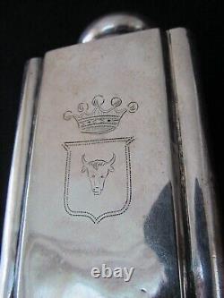 E87H VERY OLD SIGNED SILVER PLATE OVER COPPER TEA CADDY With 4 ANIMAL HEAD CRESTS
