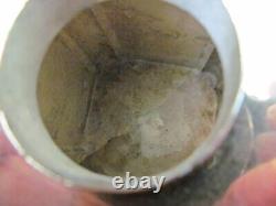 E87H VERY OLD SIGNED SILVER PLATE OVER COPPER TEA CADDY With 4 ANIMAL HEAD CRESTS