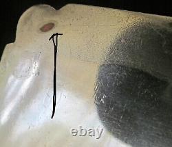 E87H VERY OLD SIGNED SILVER PLATE OVER COPPER TEA CADDY With 4 ANIMAL HEAD CRESTS