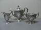 Elaborate Antique Silver Plate Repousse 3-piece Tea Set, C. 1900