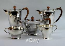 ENGLISH ART DECO SILVER PLATE FIVE PIECE TEA AND COFFEE SET 1930's