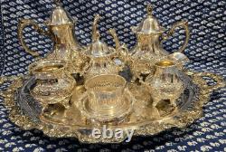 EPCA Coffee & Tea set by Poole E. P. C. A. Silver Plate 7 Pc Serving Tray 23 Lbs