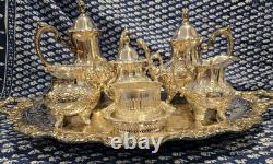 EPCA Coffee & Tea set by Poole E. P. C. A. Silver Plate 7 Pc Serving Tray 23 Lbs