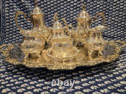 EPCA Coffee & Tea set by Poole E. P. C. A. Silver Plate 7 Pc Serving Tray 23 Lbs