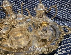 EPCA Coffee & Tea set by Poole E. P. C. A. Silver Plate 7 Pc Serving Tray 23 Lbs