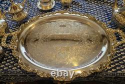 EPCA Coffee & Tea set by Poole E. P. C. A. Silver Plate 7 Pc Serving Tray 23 Lbs
