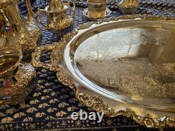 EPCA Coffee & Tea set by Poole E. P. C. A. Silver Plate 7 Pc Serving Tray 23 Lbs