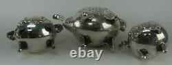 EPCA by Poole Silverplate Teapot #600 Hand Chased Tea Pot, Sugar Bowl & Creamer