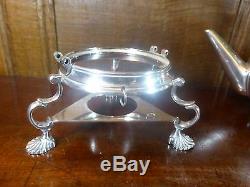 EXCELLENT HUKIN & HEATH silver plated TEA KETTLE on STAND with BURNER no chains