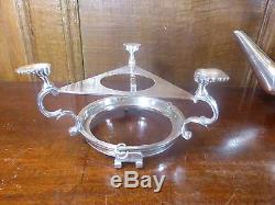 EXCELLENT HUKIN & HEATH silver plated TEA KETTLE on STAND with BURNER no chains