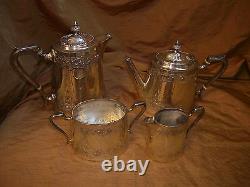 EXQUISITE Antique Smith Rait Silver Plate Tea Service Embossed 4 Pieces