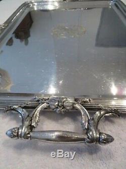 Early 20th c silver-plated Gallia christofle tea serving tray Louis XVI st
