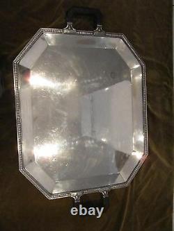 Early 20th c silverplate Gallia christofle large tea tray gadroons 29inch