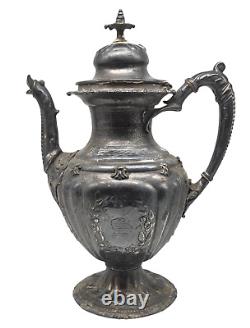 Early ROGERS & BRO. Silver Plate 4 Piece Ornate Tea Set 2 Teapots Creamer Sugar