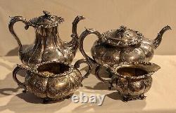 Early Rare 19th Century 1820's 1830's Waterhouse Hodson 4 Pcs. Tea Set Roses