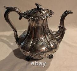 Early Rare 19th Century 1820's 1830's Waterhouse Hodson 4 Pcs. Tea Set Roses