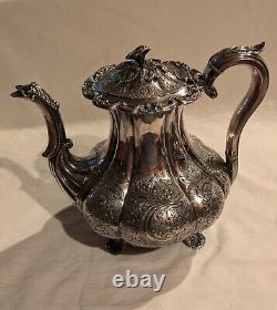 Early Rare 19th Century 1820's 1830's Waterhouse Hodson 4 Pcs. Tea Set Roses