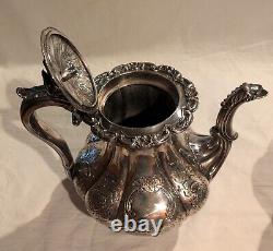 Early Rare 19th Century 1820's 1830's Waterhouse Hodson 4 Pcs. Tea Set Roses