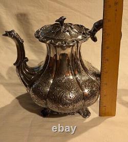 Early Rare 19th Century 1820's 1830's Waterhouse Hodson 4 Pcs. Tea Set Roses