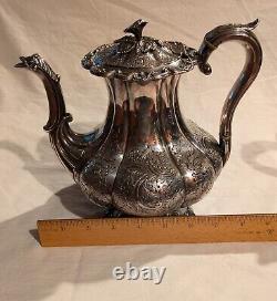 Early Rare 19th Century 1820's 1830's Waterhouse Hodson 4 Pcs. Tea Set Roses