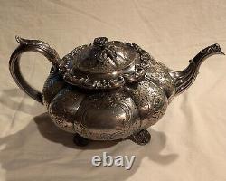 Early Rare 19th Century 1820's 1830's Waterhouse Hodson 4 Pcs. Tea Set Roses