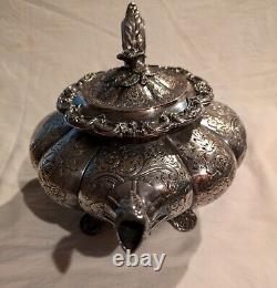 Early Rare 19th Century 1820's 1830's Waterhouse Hodson 4 Pcs. Tea Set Roses