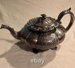 Early Rare 19th Century 1820's 1830's Waterhouse Hodson 4 Pcs. Tea Set Roses