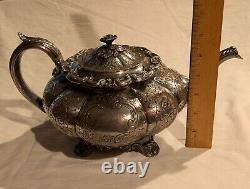 Early Rare 19th Century 1820's 1830's Waterhouse Hodson 4 Pcs. Tea Set Roses