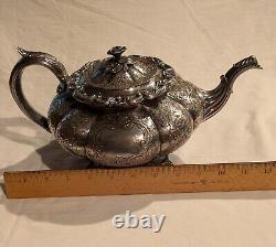 Early Rare 19th Century 1820's 1830's Waterhouse Hodson 4 Pcs. Tea Set Roses