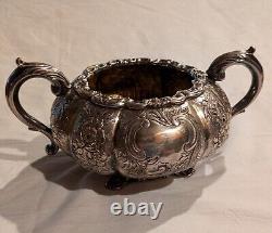 Early Rare 19th Century 1820's 1830's Waterhouse Hodson 4 Pcs. Tea Set Roses