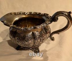 Early Rare 19th Century 1820's 1830's Waterhouse Hodson 4 Pcs. Tea Set Roses