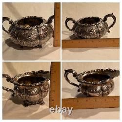 Early Rare 19th Century 1820's 1830's Waterhouse Hodson 4 Pcs. Tea Set Roses