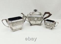 Edwardian Silver Plate 3 Piece Tea Set