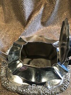 Edwardian Sterling Silver. 925 Bachelor Tea Pot with Silver Plate Tray Hallmarked