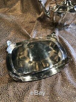 Edwardian Sterling Silver. 925 Bachelor Tea Pot with Silver Plate Tray Hallmarked