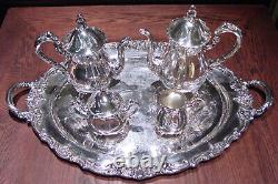 El Greco By Reed & Barton Silverplate 5 Piece Tea & Coffee Set Including Tray