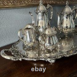El Greco By Reed & Barton Silverplate 5 Piece Tea & Coffee Set Including Tray