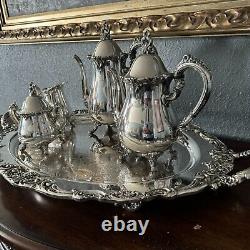 El Greco By Reed & Barton Silverplate 5 Piece Tea & Coffee Set Including Tray