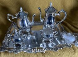 Elegance In Silver 4-pc Tea and Coffee Set withServing Tray! Awesome